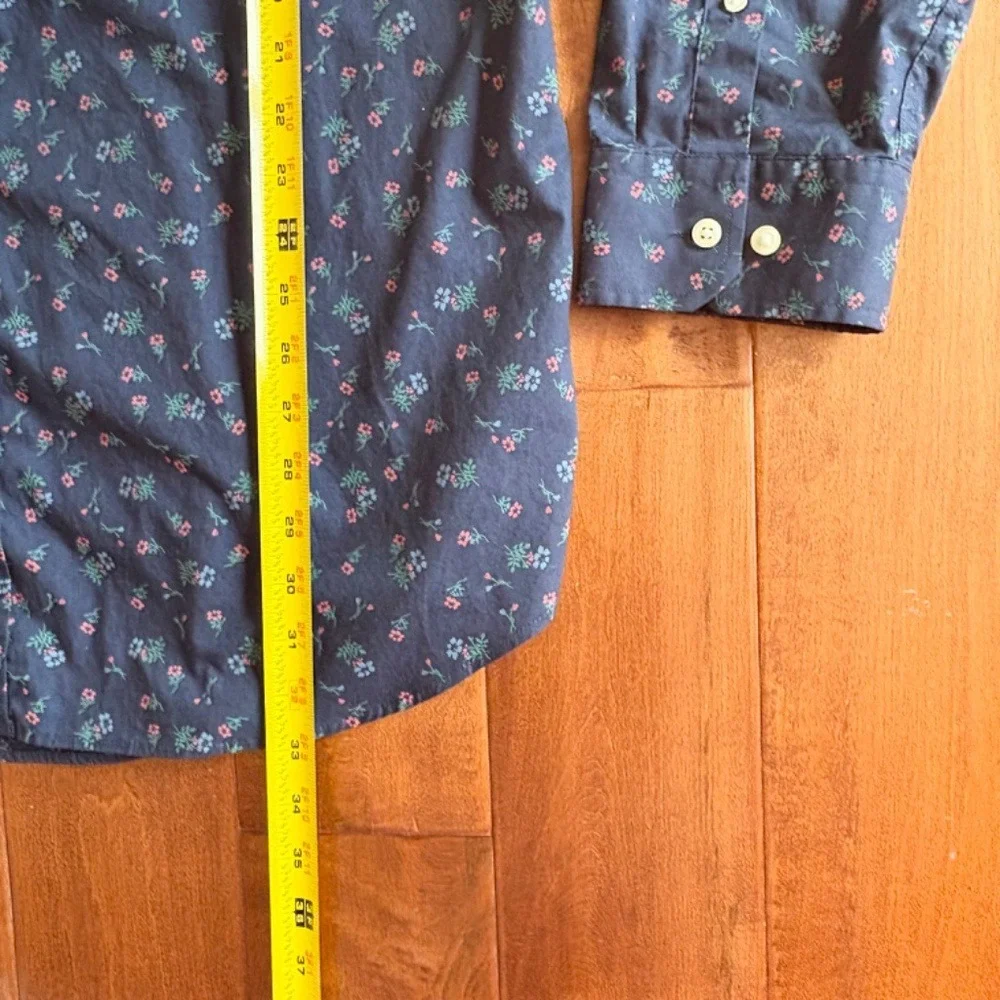 Banana Republic Button Down Floral Non-Iron Slim Fit, Mens‎ XXL Navy Blue